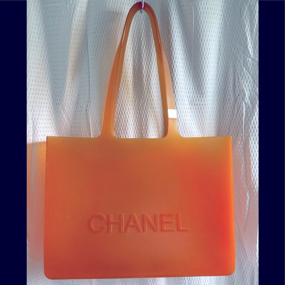 CHANEL Jelly Rubber Large Tote Orange